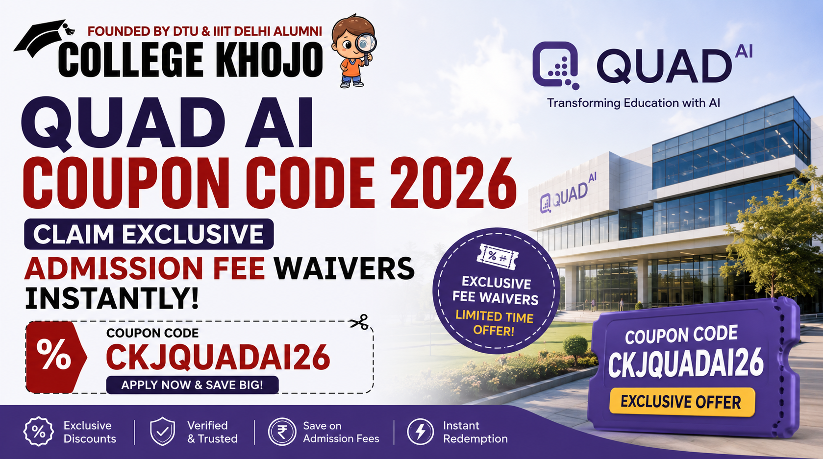 Quad AI Coupon Code 2026: Claim Exclusive Admission Fee Waivers Instantly