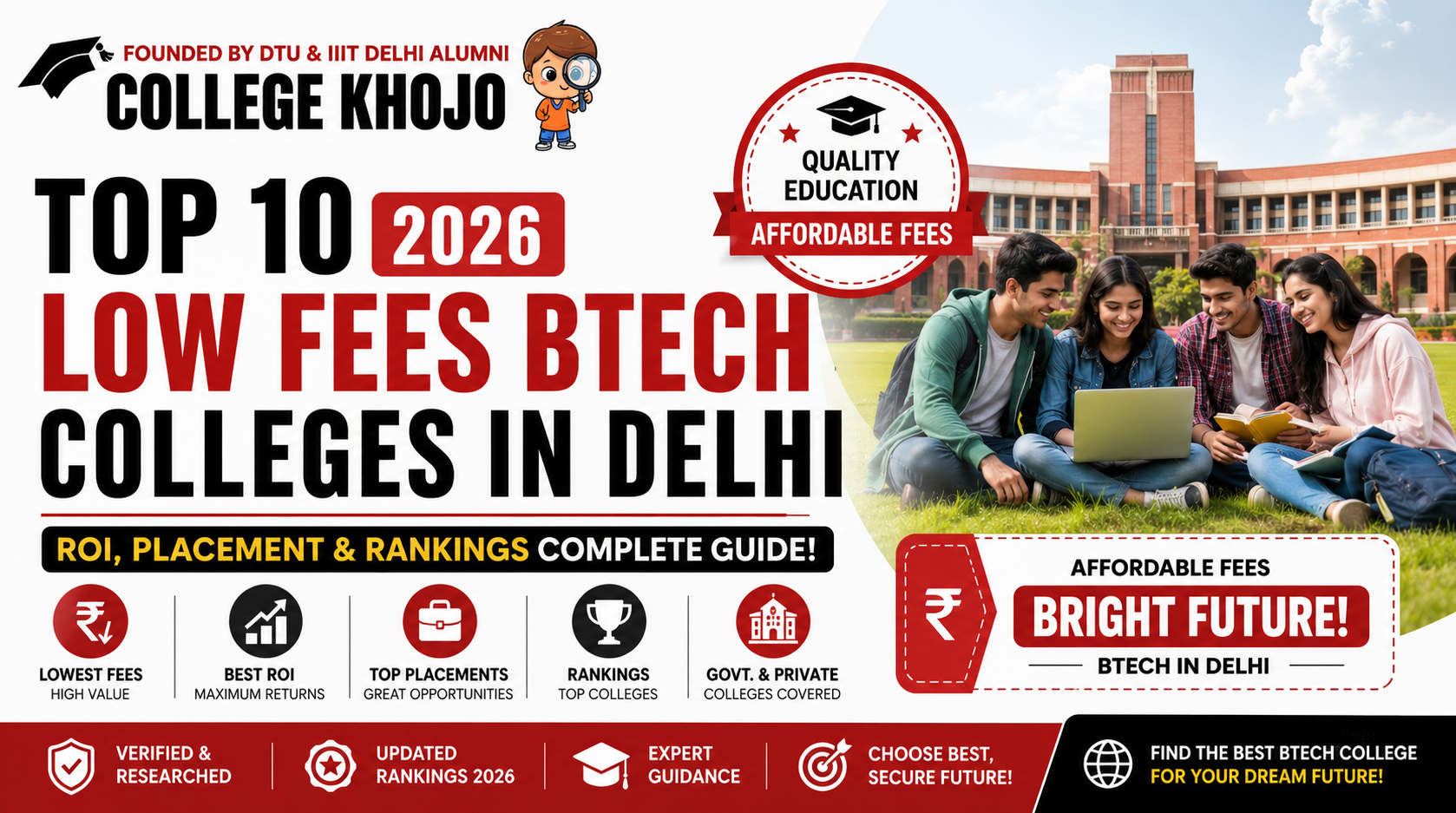 Top 10 Low Fees Btech colleges in Delhi